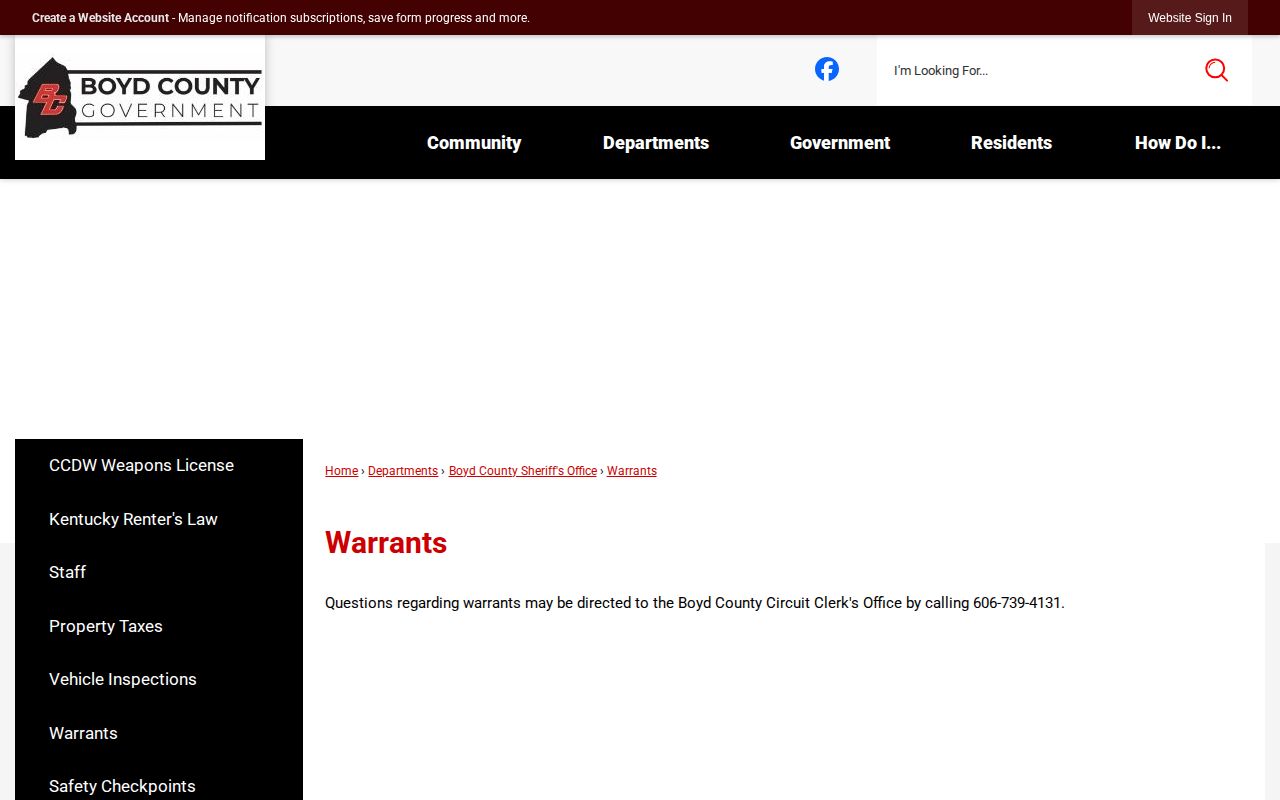 Boyd County sheriff warrant record route